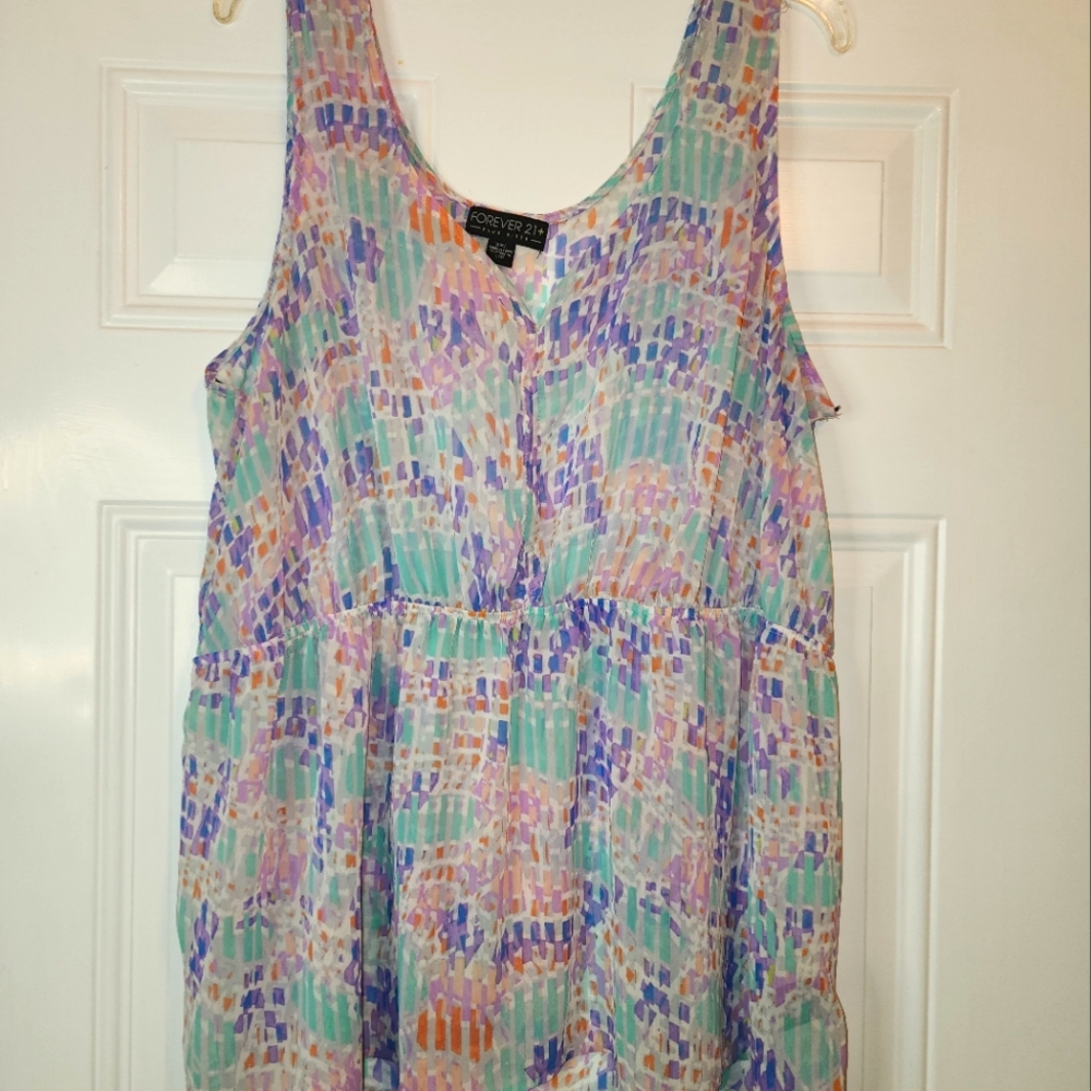 Forever 21+ Women's Multicolor Sleeveless Sheer Top - Picture 2 of 3